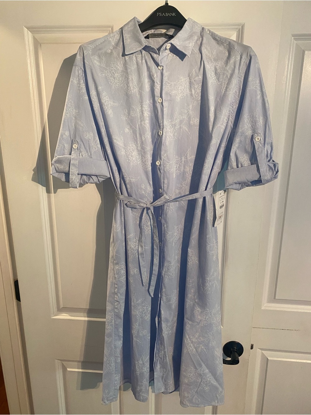 Zara Light Blue and White Striped Midi Dress